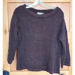 Habitat Clothes to Live In Chocolate Brown Chunky Knit Sweater Round Neck SMALL